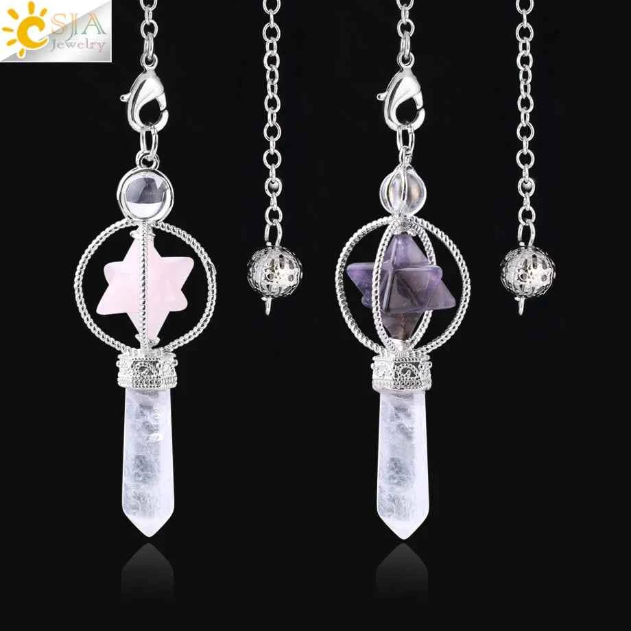Rotatable Merkaba Dowsing Pendulum Quartz Natural Stone Crystal  Reiki - Pedlar's Attic