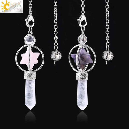 Rotatable Merkaba Dowsing Pendulum Quartz Natural Stone Crystal  Reiki - Pedlar's Attic