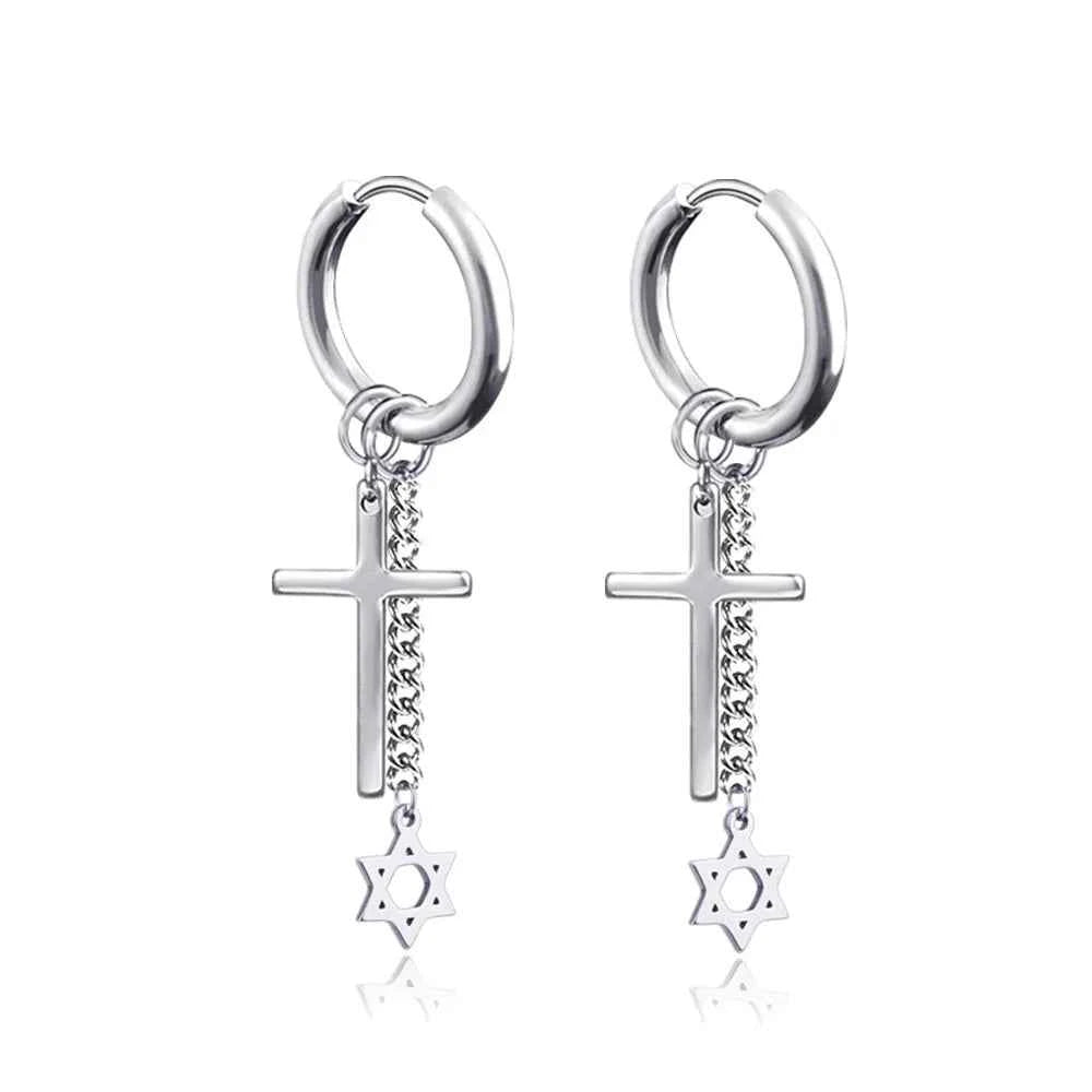 Punk Stainless Steel Hoop Earrings - Trendy Goth Hip Hop Jewelry for Men & Women - Pedlar's Attic