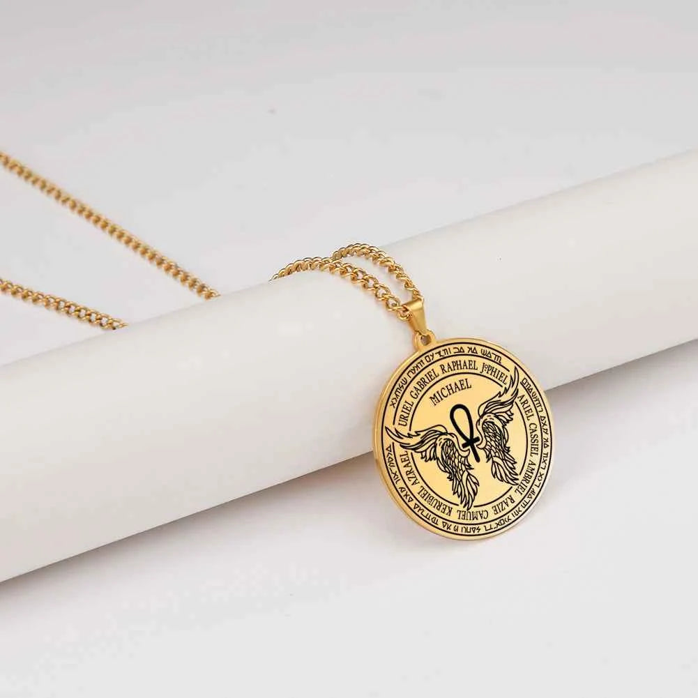 Dawapara 7 Archangels Sigil Necklaces Pentacle Magical Amulet Michaelmas Lucky Protection Supernatural Talisman Necklace