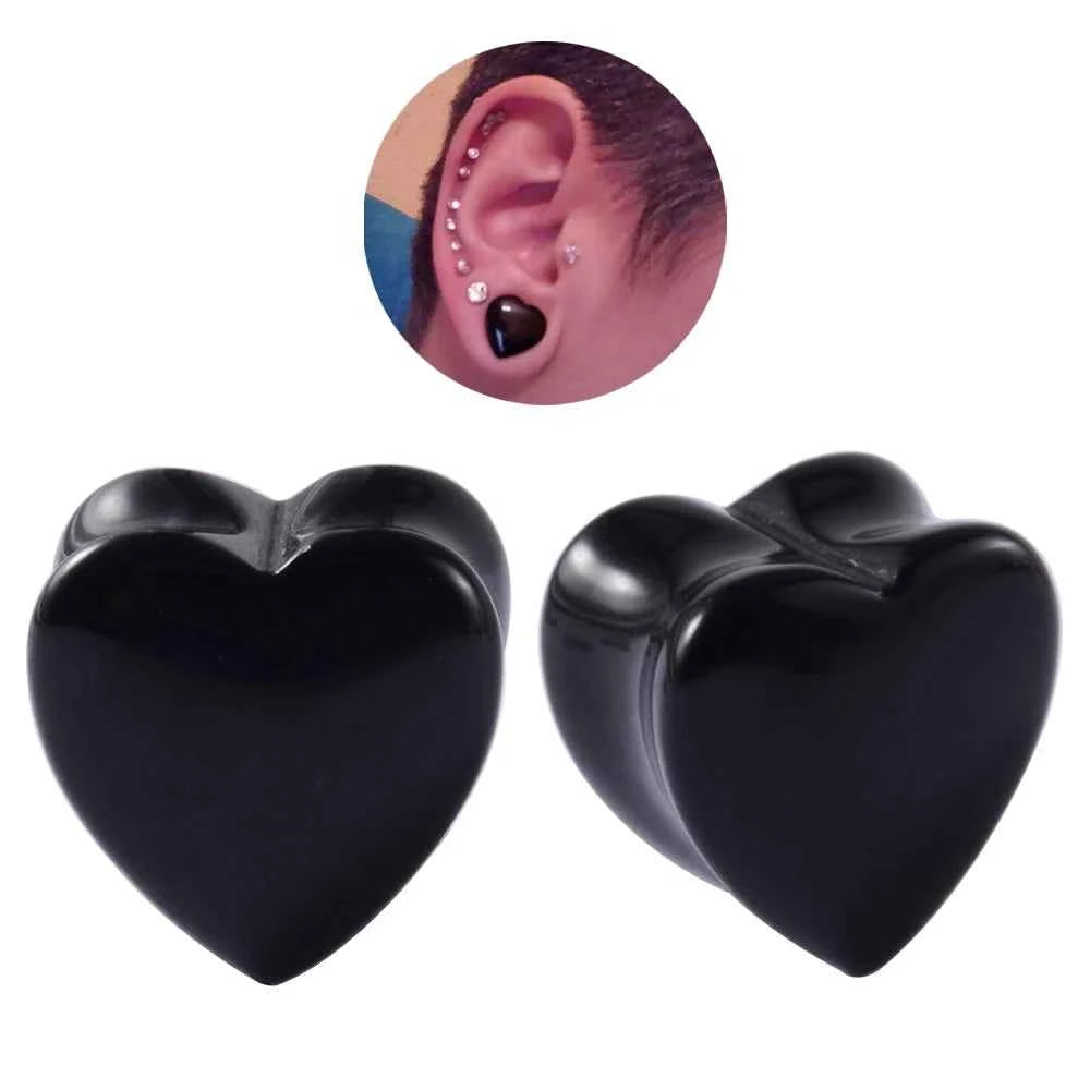 Pair Stone Ear Gauges Dew Drop Ear Plugs Double Flare Saddle Stretching Gauges Expander keyhole Ear Stretcher Body Jewelry - Pedlar's Attic