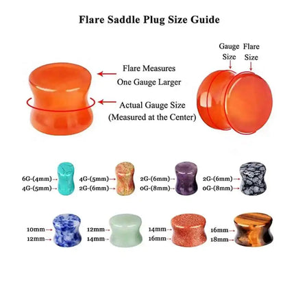 Pair Stone Ear Gauges Dew Drop Ear Plugs Double Flare Saddle Stretching Gauges Expander keyhole Ear Stretcher Body Jewelry - Pedlar's Attic