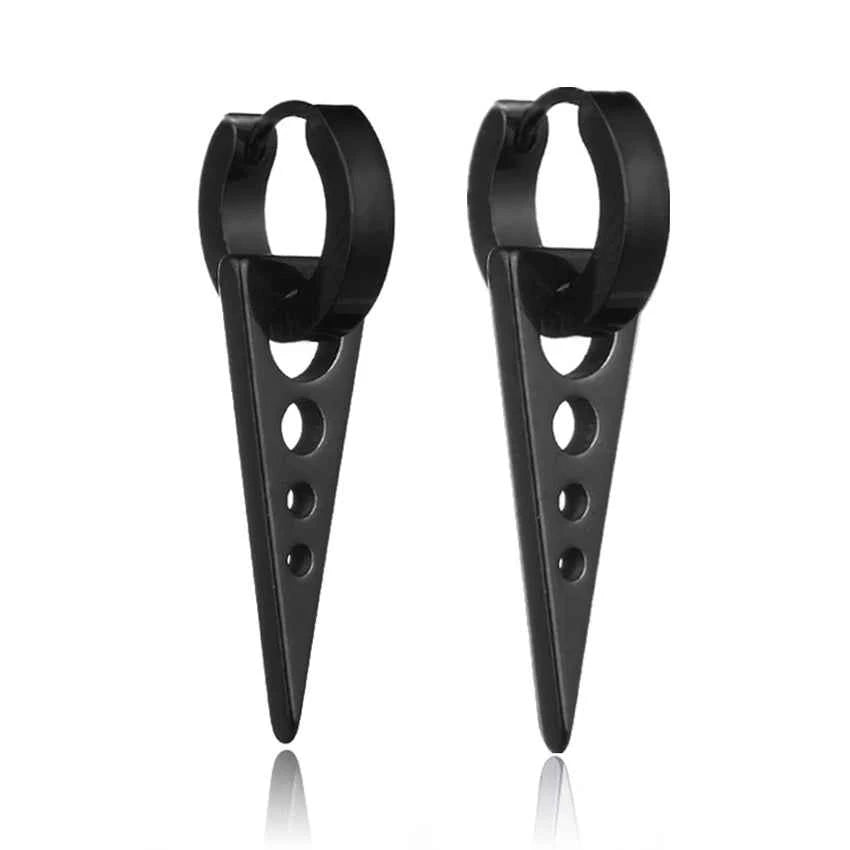 2023 New Black Punk Stainless Steel Women Men Hoop Earrings Small Trendy Round Cross Pendants Jewelry Accessories Gifts Earrings