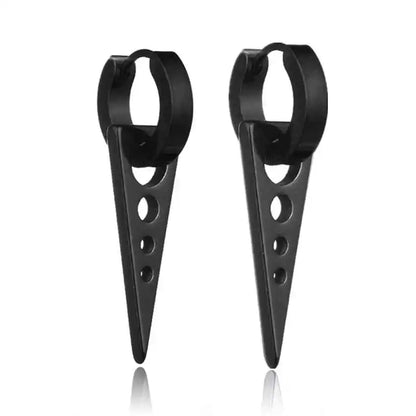 Rebel Steel Hoop Earrings - Black Punk Style with Round Cross Pendants - Bold Unisex Statement Jewelry - Pedlar's Attic