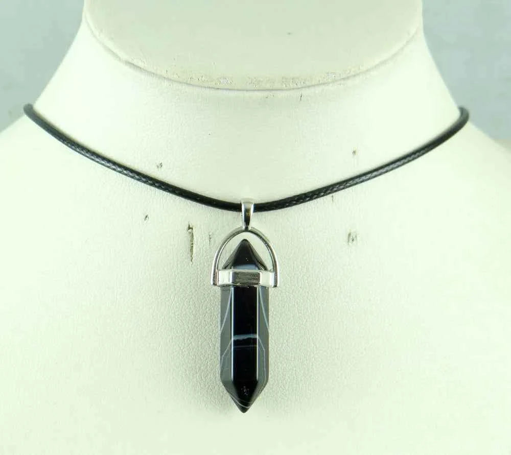 Natural stone Quartz crystal Turquoise tiger eye aventurine Hexagonal column pendulum Pendant for diy Jewelry making necklace