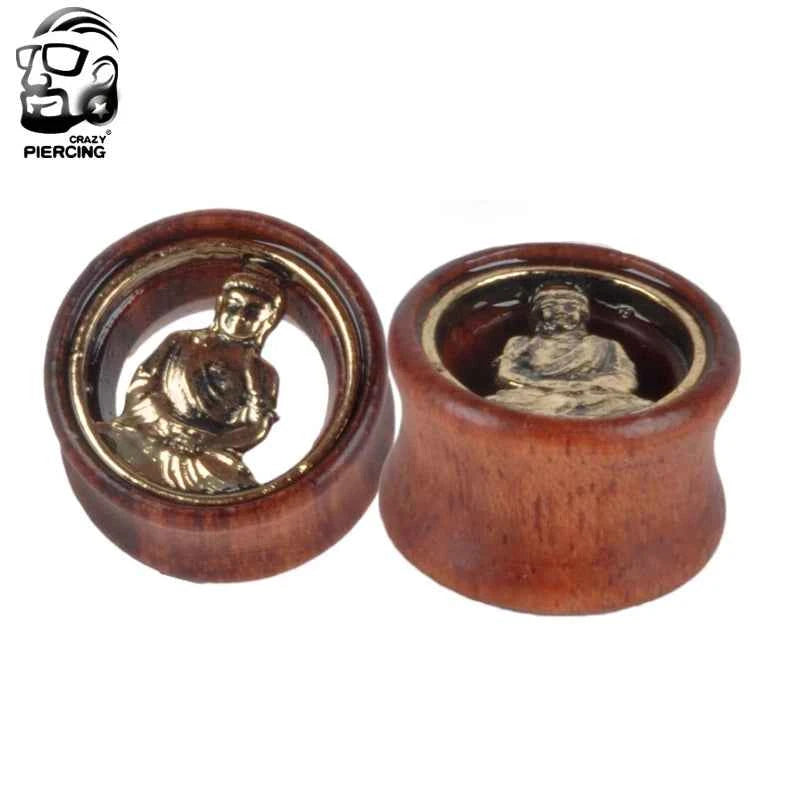 2pcs Wood Flesh Ear Plugs Tunnels Ear Piercings Earlets Saddle Woodern Earring Expander Gauge Double Flare Body Jewelry Piercing