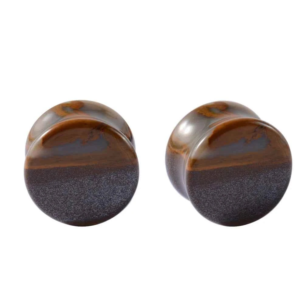 Pair Stone Ear Gauges Dew Drop Ear Plugs Double Flare Saddle Stretching Gauges Expander keyhole Ear Stretcher Body Jewelry - Pedlar's Attic