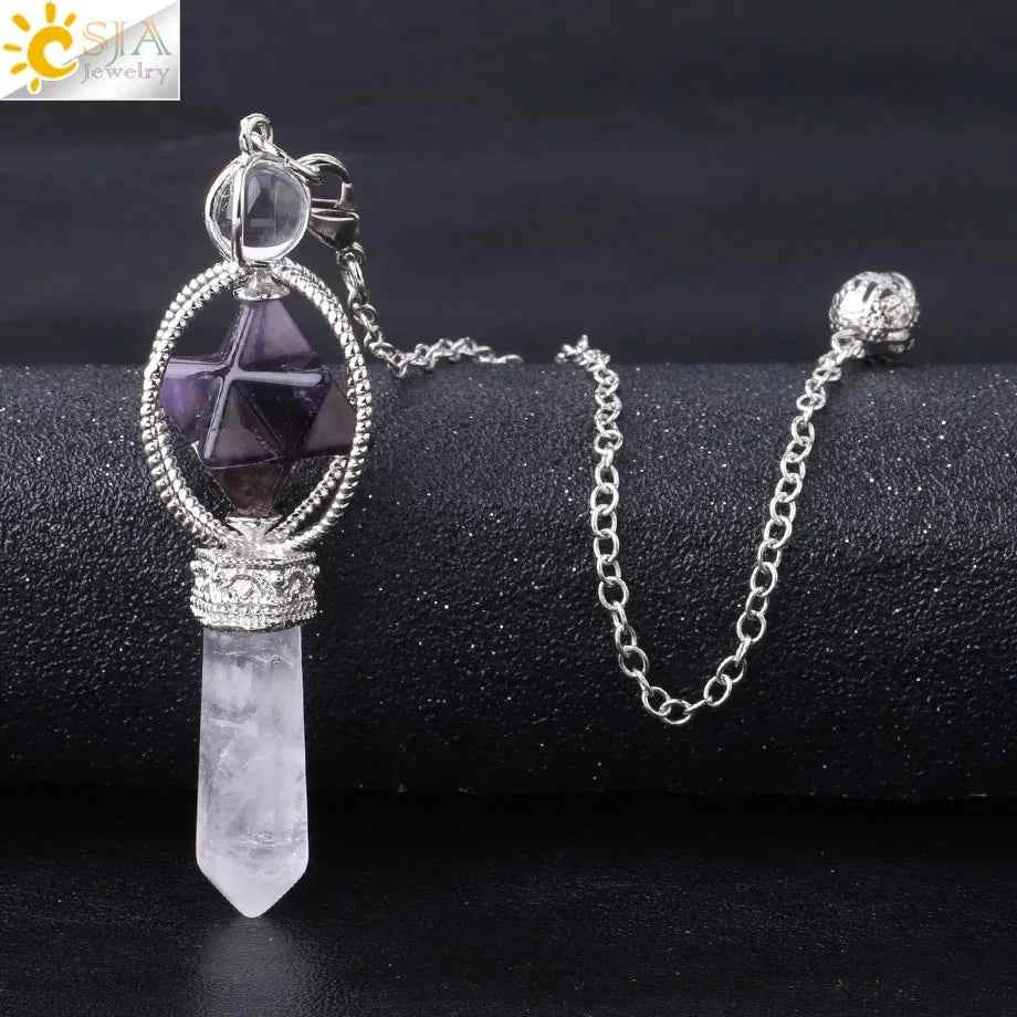 Rotatable Merkaba Dowsing Pendulum Quartz Natural Stone Crystal  Reiki - Pedlar's Attic