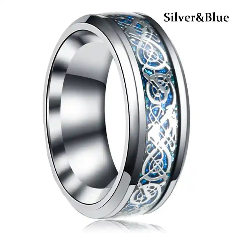 21 Colors 8mm Men's Stainless Steel Celtic Dragon Ring - Pedlar's Attic