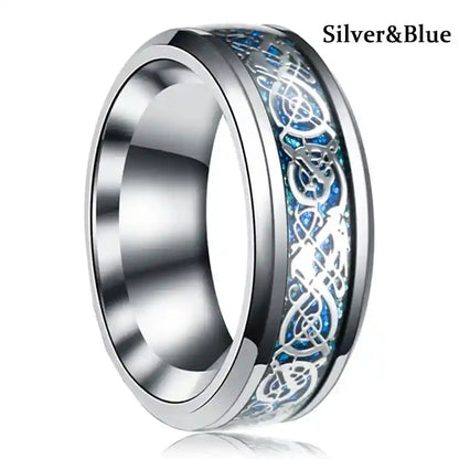 21 Colors 8mm Men's Stainless Steel Celtic Dragon Ring - Pedlar's Attic