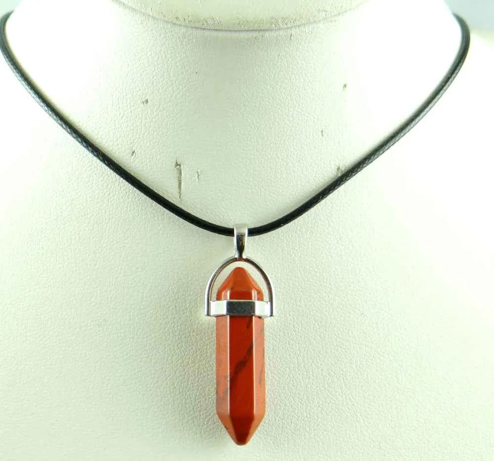 Natural stone Quartz crystal Turquoise tiger eye aventurine Hexagonal column pendulum Pendant for diy Jewelry making necklace