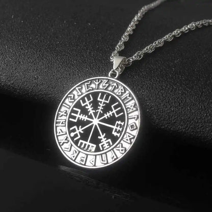 Norse Viking Odin's Runes Necklace Vegvisir Symbol - Pedlar's Attic