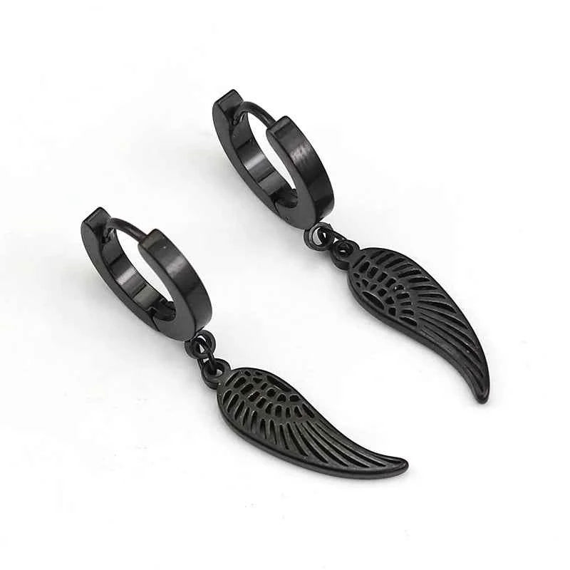 Punk-Inspired Stainless Steel Hoop Earrings with Round Cross Pendants for Trendsetting Women & Men - Pedlar's Attic