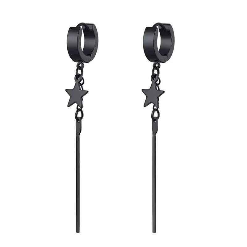 Punk-Inspired Stainless Steel Hoop Earrings with Round Cross Pendants for Trendsetting Women & Men - Pedlar's Attic