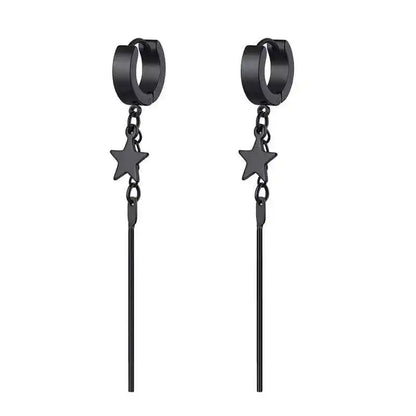 Punk-Inspired Stainless Steel Hoop Earrings with Round Cross Pendants for Trendsetting Women & Men - Pedlar's Attic
