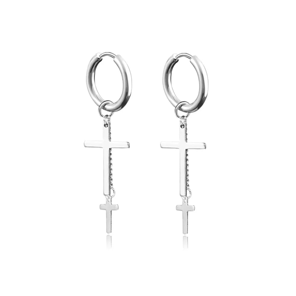 Punk Stainless Steel Hoop Earrings - Trendy Goth Hip Hop Jewelry for Men & Women - Pedlar's Attic