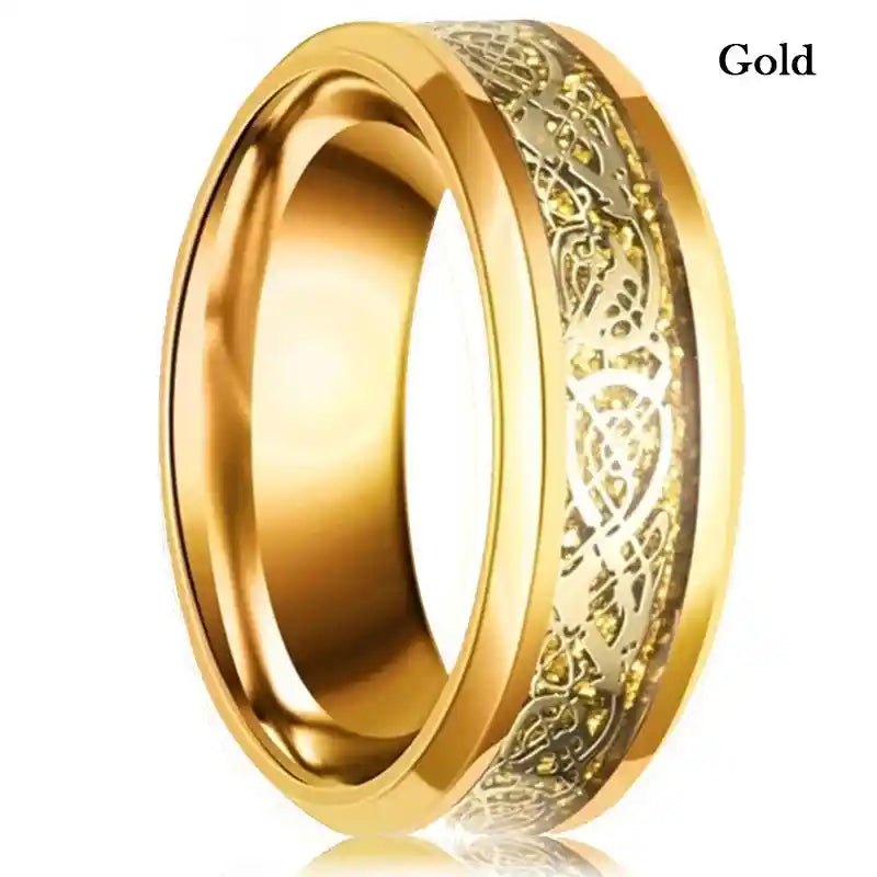 21 Colors 8mm Men's Stainless Steel Celtic Dragon Ring - Pedlar's Attic