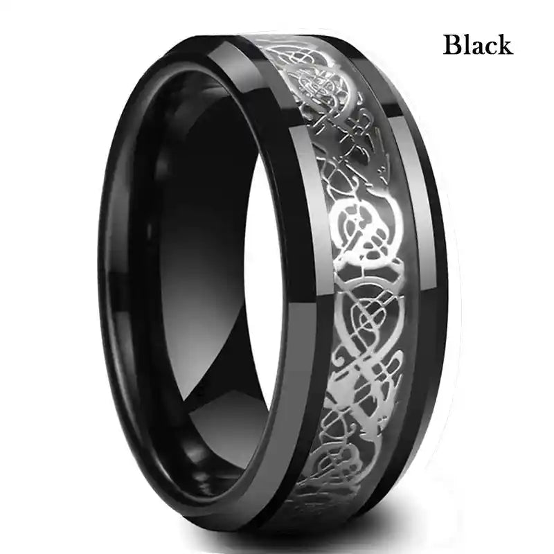 21 Colors 8mm Men's Stainless Steel Celtic Dragon Ring - Pedlar's Attic