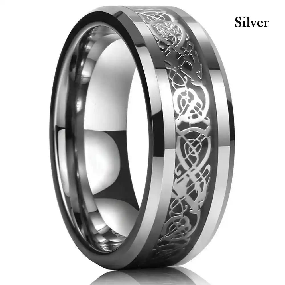 21 Colors 8mm Men's Stainless Steel Celtic Dragon Ring - Pedlar's Attic