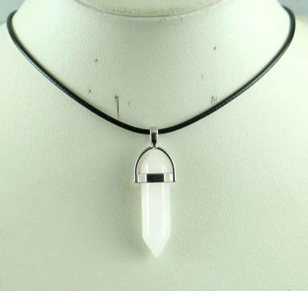 Natural stone Quartz crystal Turquoise tiger eye aventurine Hexagonal column pendulum Pendant for diy Jewelry making necklace