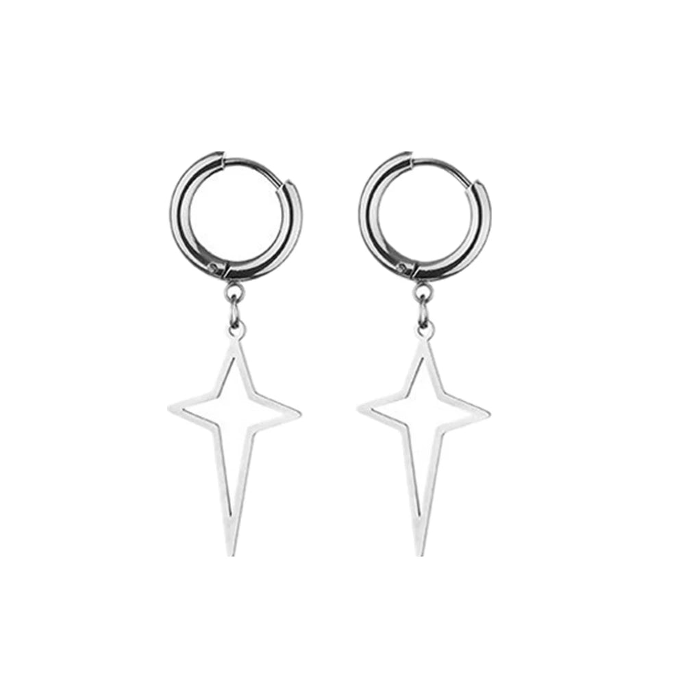 Punk Stainless Steel Hoop Earrings - Trendy Goth Hip Hop Jewelry for Men & Women - Pedlar's Attic