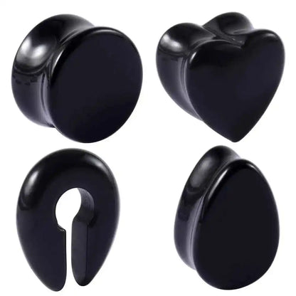 Pair Stone Ear Gauges Dew Drop Ear Plugs Double Flare Saddle Stretching Gauges Expander keyhole Ear Stretcher Body Jewelry - Pedlar's Attic