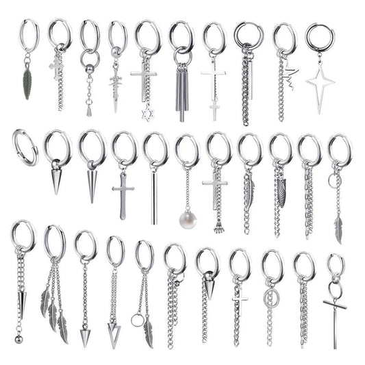 Punk Stainless Steel Hoop Earrings - Trendy Goth Hip Hop Jewelry for Men & Women - Pedlar's Attic