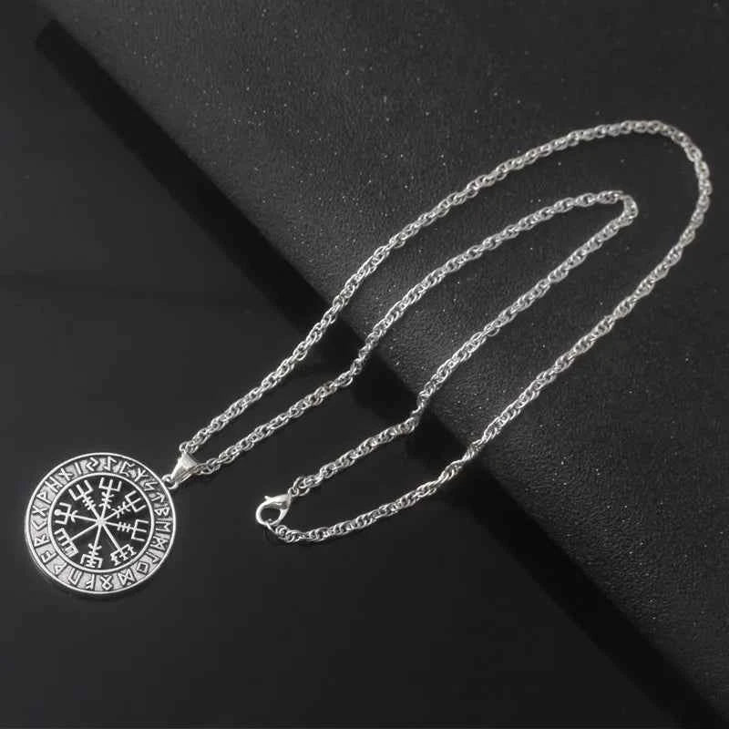 Norse Viking Odin's Runes Necklace Vegvisir Symbol
