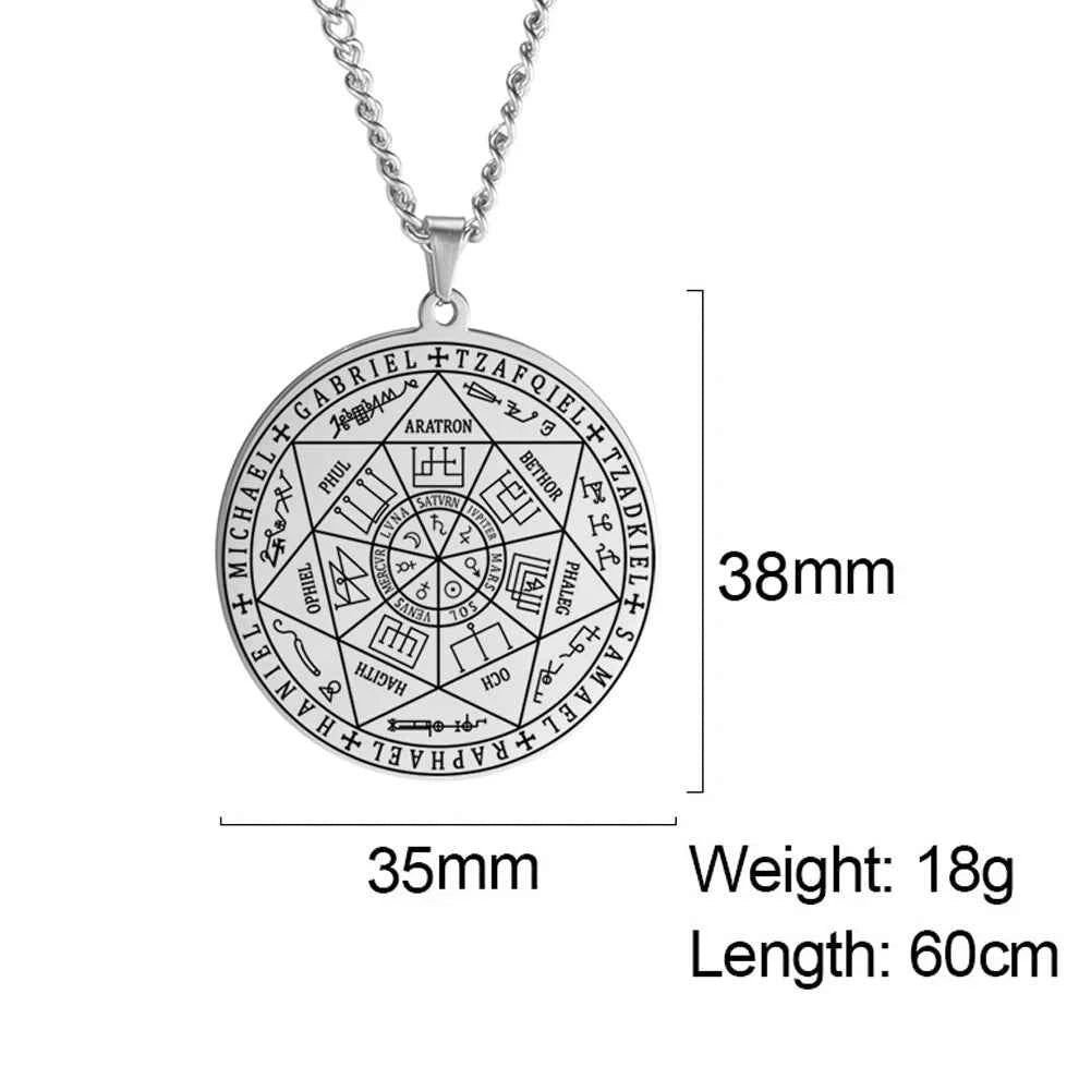 Dawapara 7 Archangels Sigil Necklaces Pentacle Magical Amulet Michaelmas Lucky Protection Supernatural Talisman Necklace