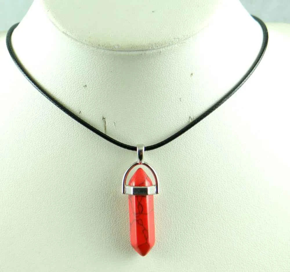 Natural stone Quartz crystal Turquoise tiger eye aventurine Hexagonal column pendulum Pendant for diy Jewelry making necklace