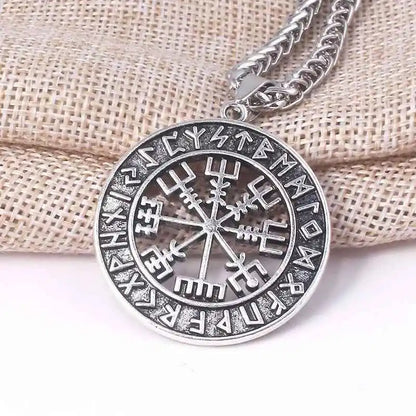 Norse Viking Odin's Runes Necklace Vegvisir Symbol - Pedlar's Attic