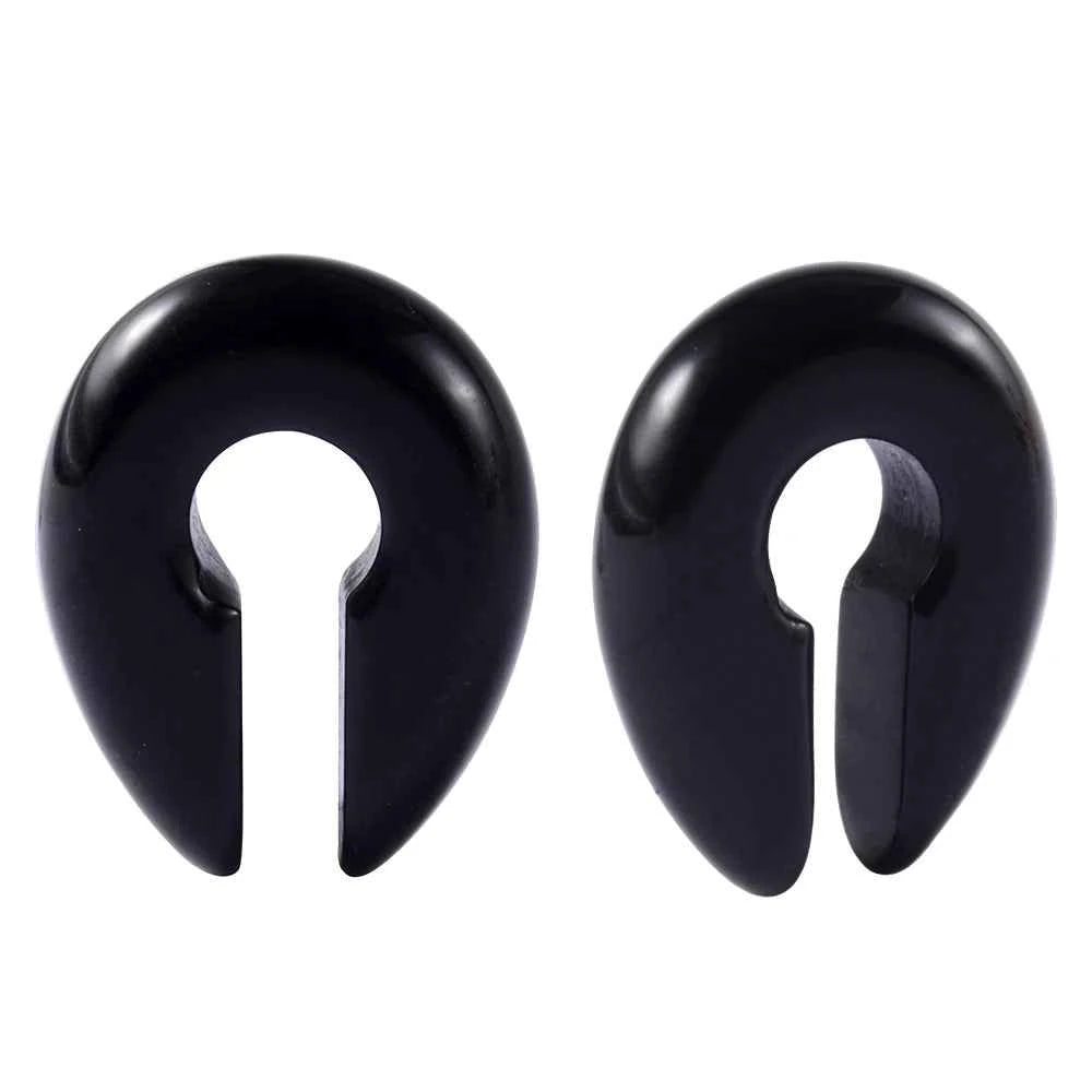 Pair Stone Ear Gauges Dew Drop Ear Plugs Double Flare Saddle Stretching Gauges Expander keyhole Ear Stretcher Body Jewelry - Pedlar's Attic