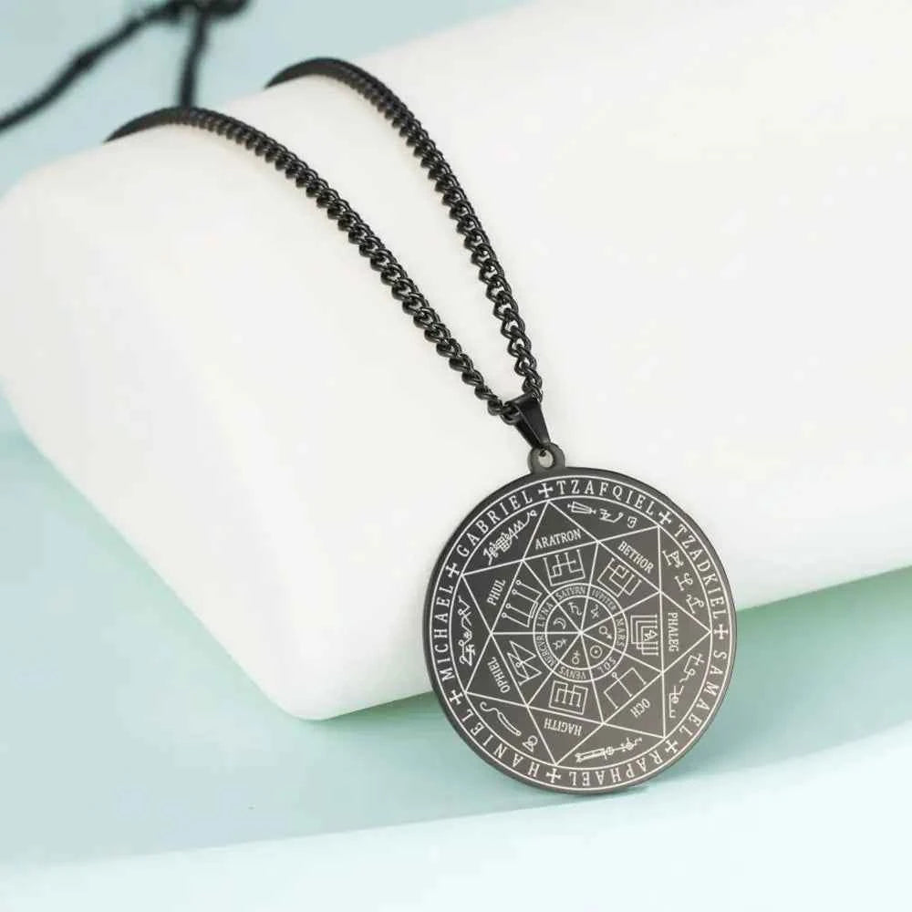 Dawapara 7 Archangels Sigil Necklaces Pentacle Magical Amulet Michaelmas Lucky Protection Supernatural Talisman Necklace