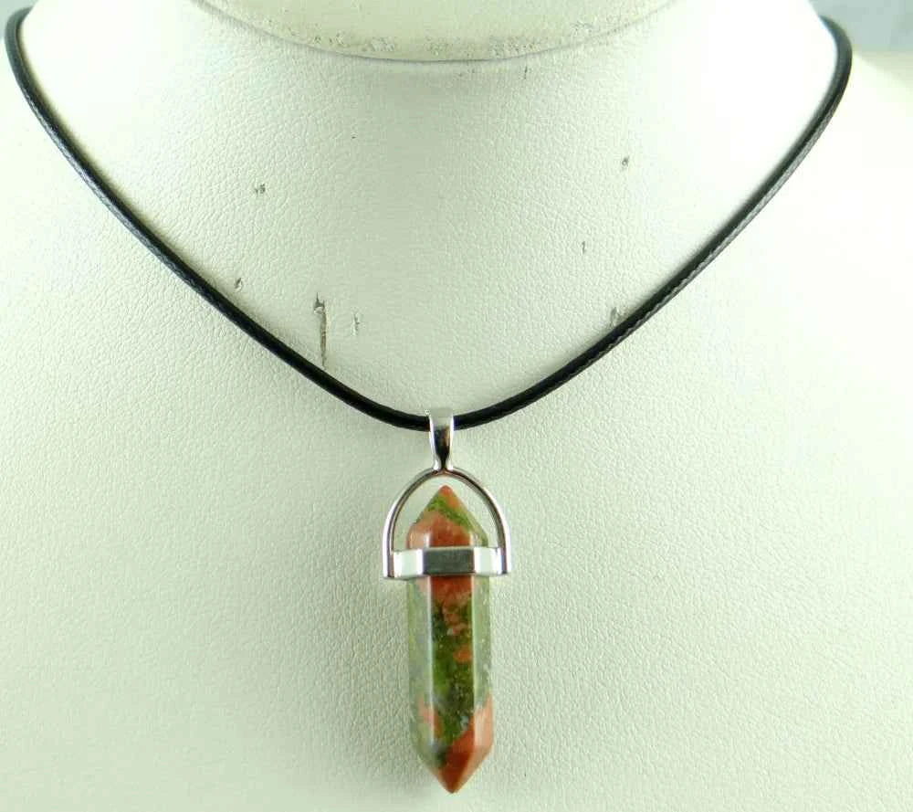 Natural stone Quartz crystal Turquoise tiger eye aventurine Hexagonal column pendulum Pendant for diy Jewelry making necklace