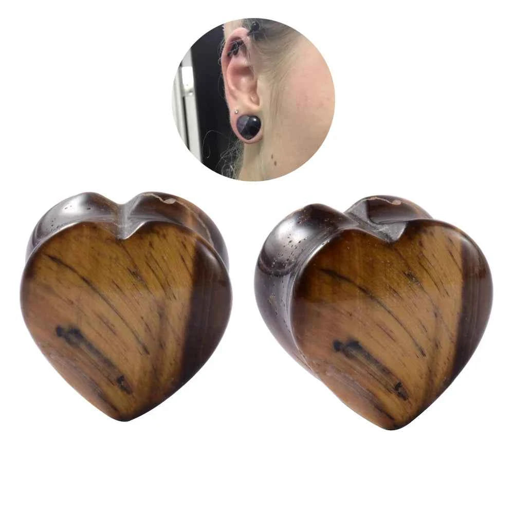 Pair Stone Ear Gauges Dew Drop Ear Plugs Double Flare Saddle Stretching Gauges Expander keyhole Ear Stretcher Body Jewelry - Pedlar's Attic