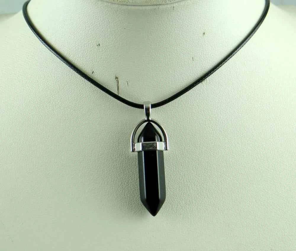 Natural stone Quartz crystal Turquoise tiger eye aventurine Hexagonal column pendulum Pendant for diy Jewelry making necklace