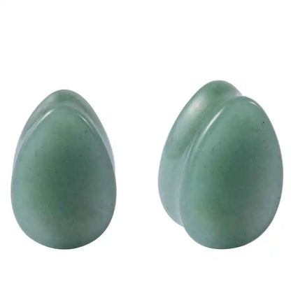 Pair Stone Ear Gauges Dew Drop Ear Plugs Double Flare Saddle Stretching Gauges Expander keyhole Ear Stretcher Body Jewelry - Pedlar's Attic