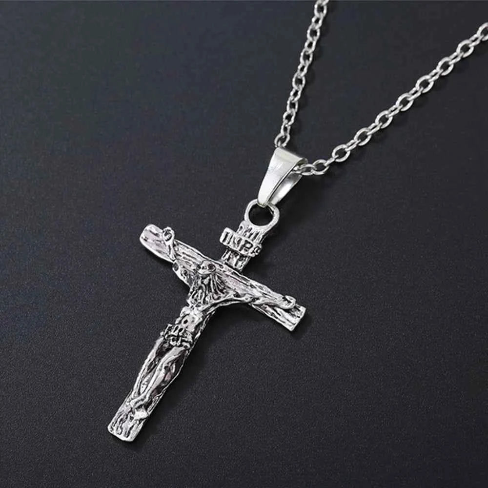 Johnny Hallyday Guitar Cross Pendant Necklace - Stainless Steel Floating Locket for Men, Inspirational Christian Jewelry Gift - Pedlar's Attic