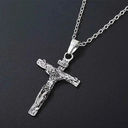 Johnny Hallyday Guitar Cross Pendant Necklace - Stainless Steel Floating Locket for Men, Inspirational Christian Jewelry Gift - Pedlar's Attic