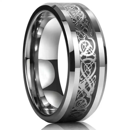 21 Colors 8mm Men's Stainless Steel Celtic Dragon Ring - Pedlar's Attic