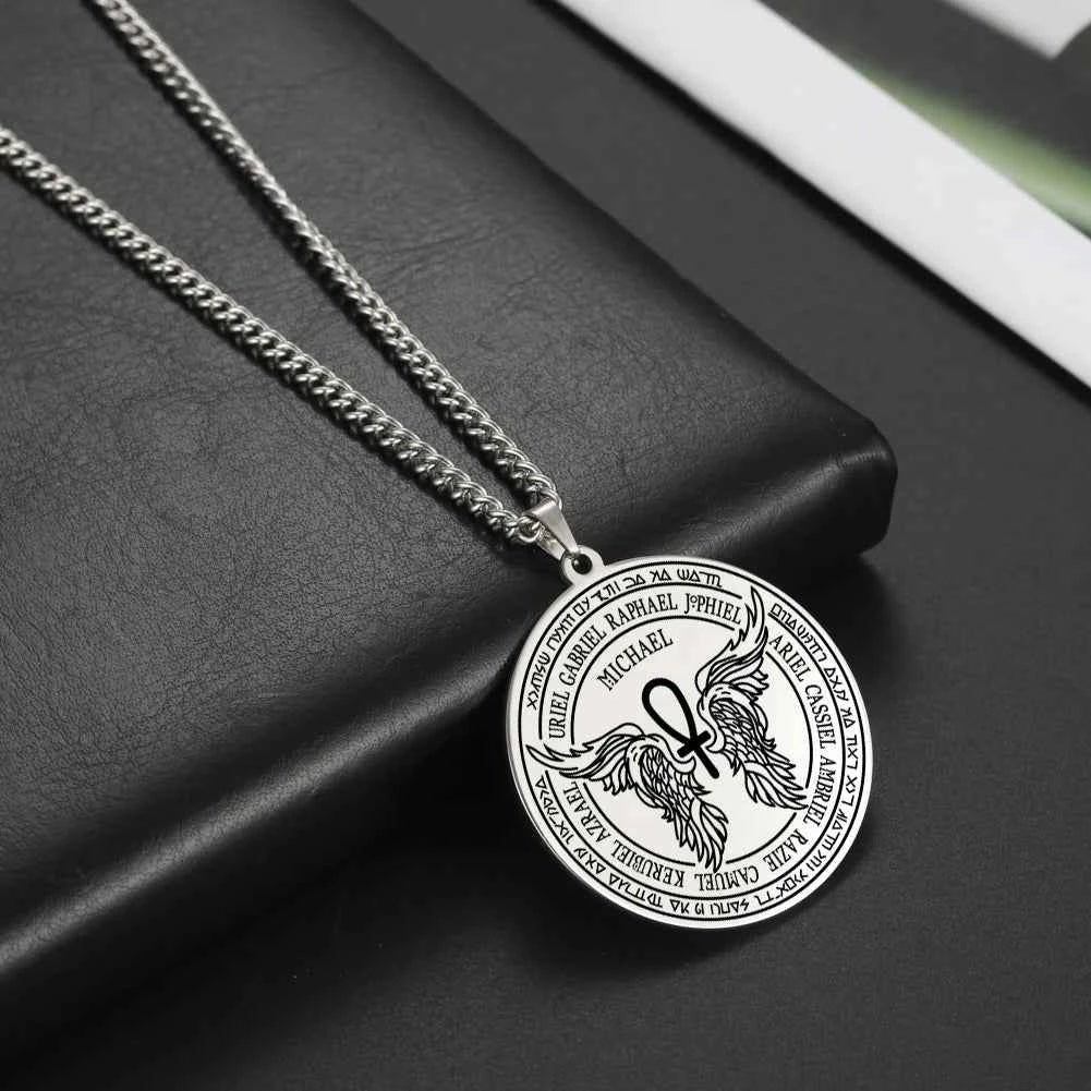Dawapara 7 Archangels Sigil Necklaces Pentacle Magical Amulet Michaelmas Lucky Protection Supernatural Talisman Necklace