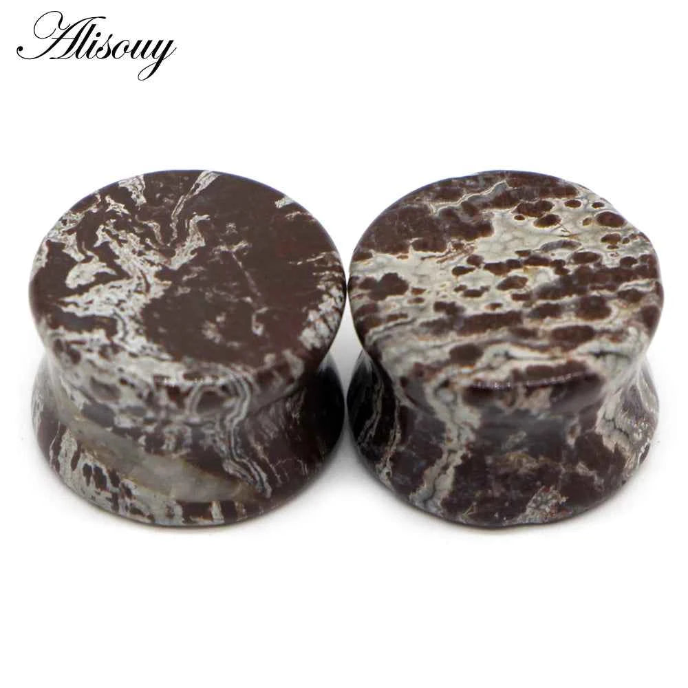 Alisouy 2PCS Natural Organic Stone Ear Plugs