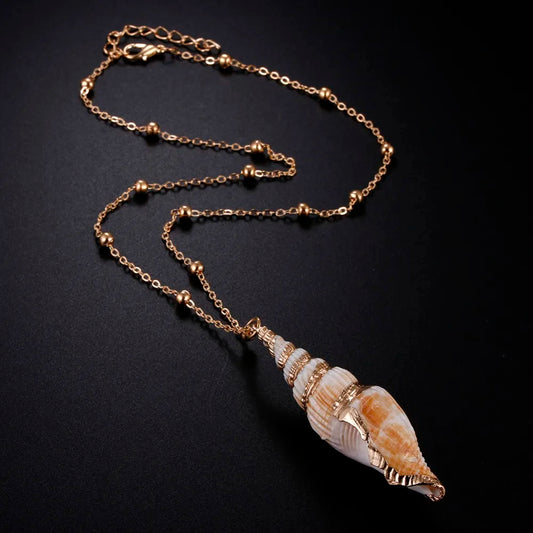 The Shoreline Whisper — Natural Cowrie Shell Pendant Necklace