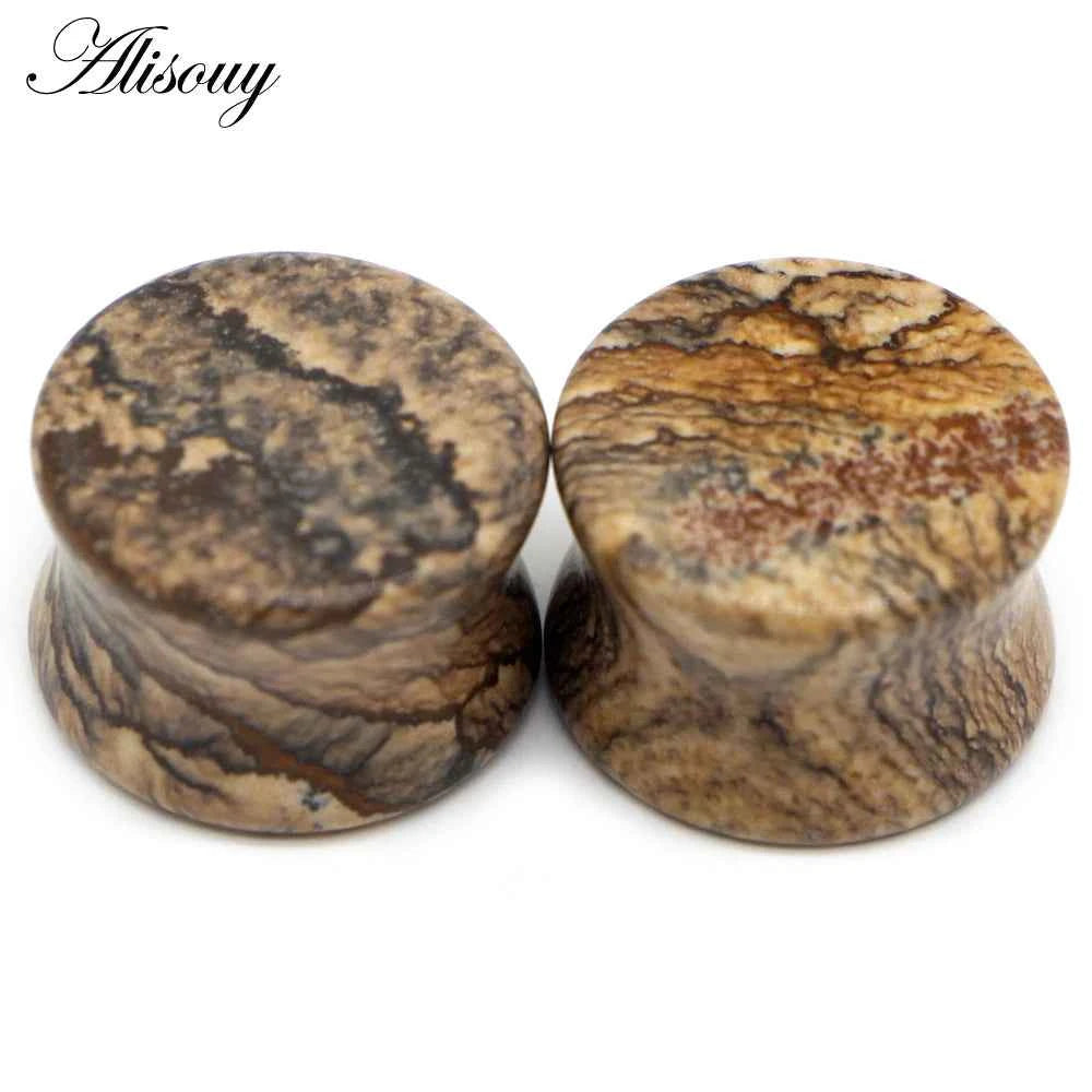 Alisouy 2PCS Natural Organic Stone Ear Plugs