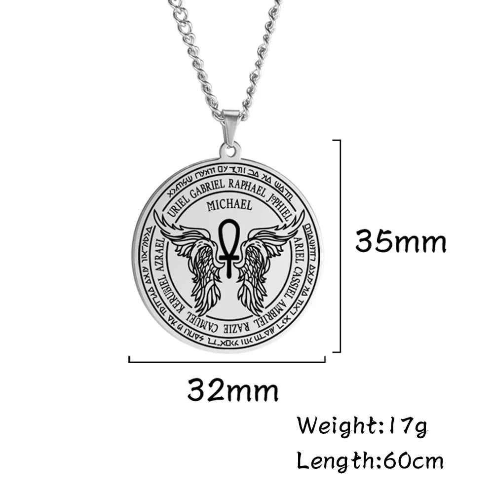 Dawapara 7 Archangels Sigil Necklaces Pentacle Magical Amulet Michaelmas Lucky Protection Supernatural Talisman Necklace