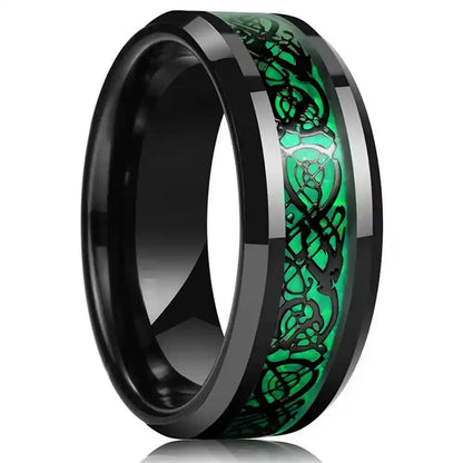 21 Colors 8mm Men's Stainless Steel Celtic Dragon Ring - Pedlar's Attic