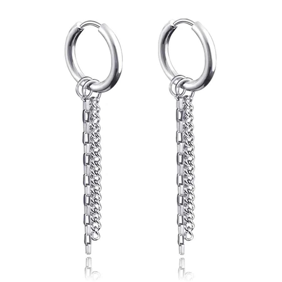Punk Stainless Steel Hoop Earrings - Trendy Goth Hip Hop Jewelry for Men & Women - Pedlar's Attic