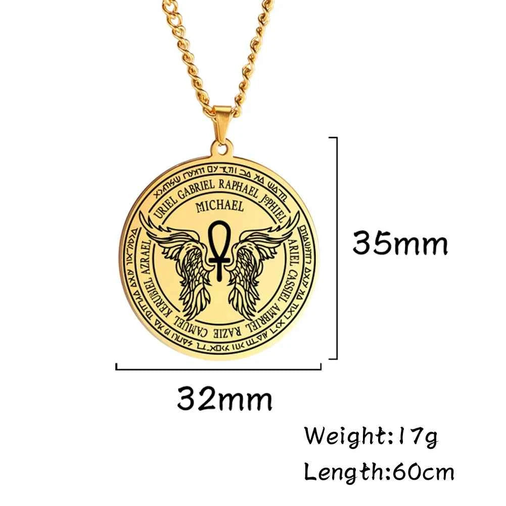 Dawapara 7 Archangels Sigil Necklaces Pentacle Magical Amulet Michaelmas Lucky Protection Supernatural Talisman Necklace