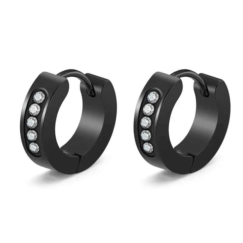 Punk-Inspired Stainless Steel Hoop Earrings with Round Cross Pendants for Trendsetting Women & Men - Pedlar's Attic