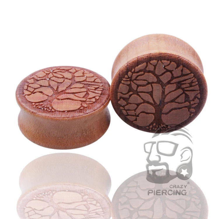 2pcs Wood Flesh Ear Plugs Tunnels Ear Piercings Earlets Saddle Woodern Earring Expander Gauge Double Flare Body Jewelry Piercing - Pedlar's Attic
